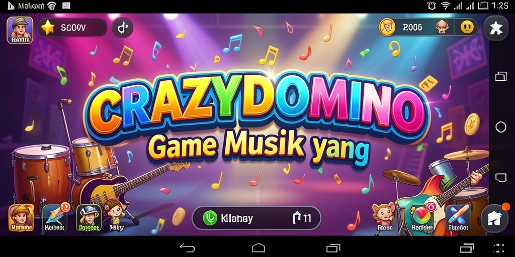 Screenshot gameplay <strong>CRAZYDOMINO</strong> yang menunjukkan kombinasi domino dan musik.