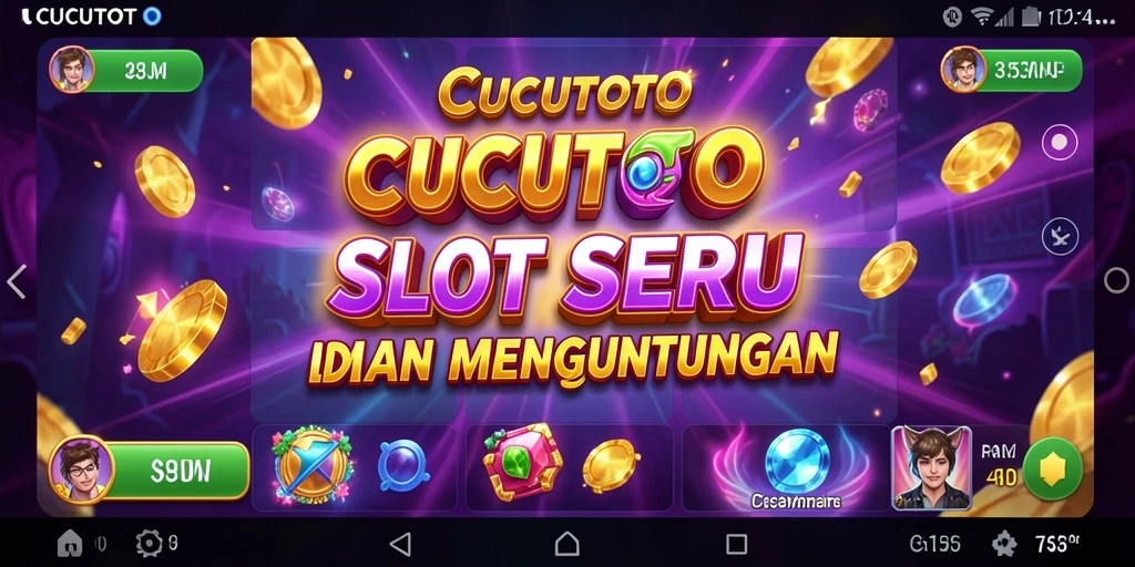 Tampilan gameplay CUCUTOTO dengan warna-warna cerah dan fitur menarik.