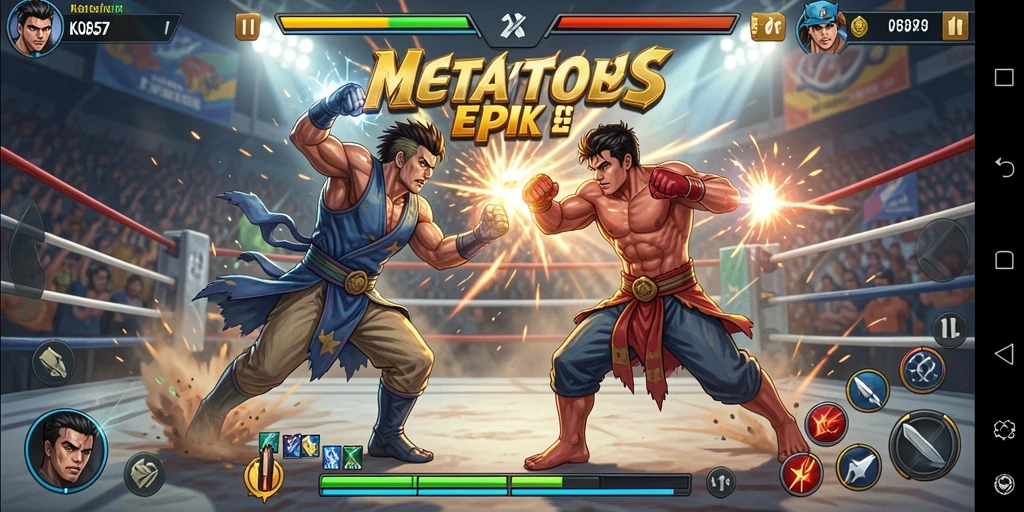 Tampilan gameplay KO857 yang intens di arena pertarungan.