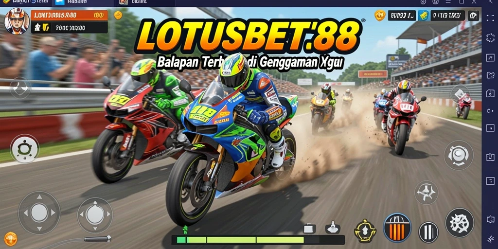 Screenshot menunjukkan aksi balapan cepat dan motor yang bertenaga.
