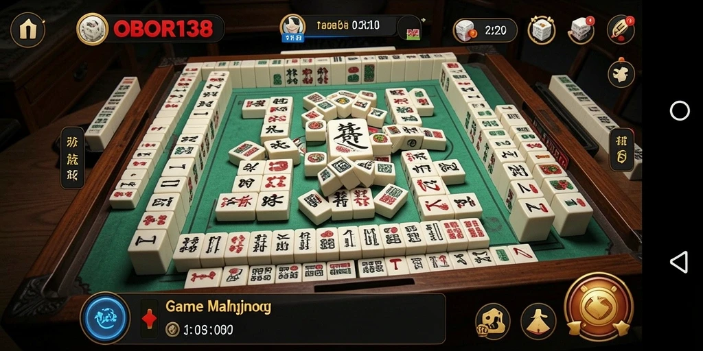 Screenshot OBOR138 menampilkan gameplay Mahjong yang menarik dan menantang.