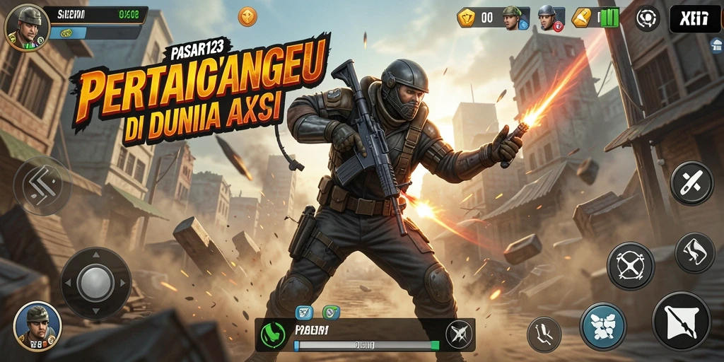 Tampilan seru gameplay PASAR123 saat melawan musuh dengan aksi cepat.